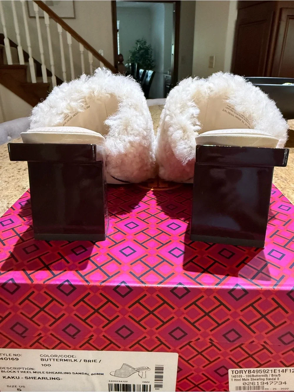 EUC Tory Burch Shearling Mule Sandals